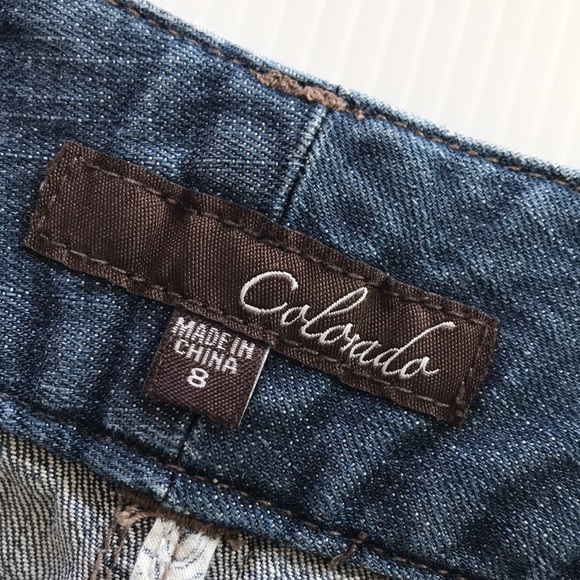 COLORADO womens 8 denim skirt 4 pockets mid blue back split front fly - Picture 9 of 16